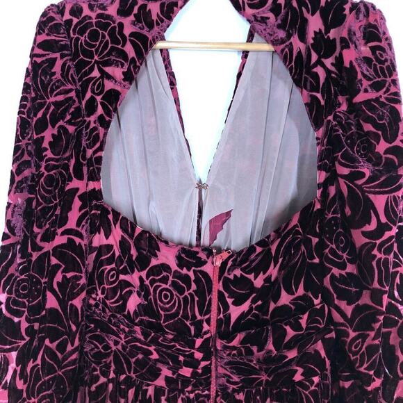 Bronx and Banco Velvet Gown Floral  Open Back Maxi XL - Picture 9 of 14